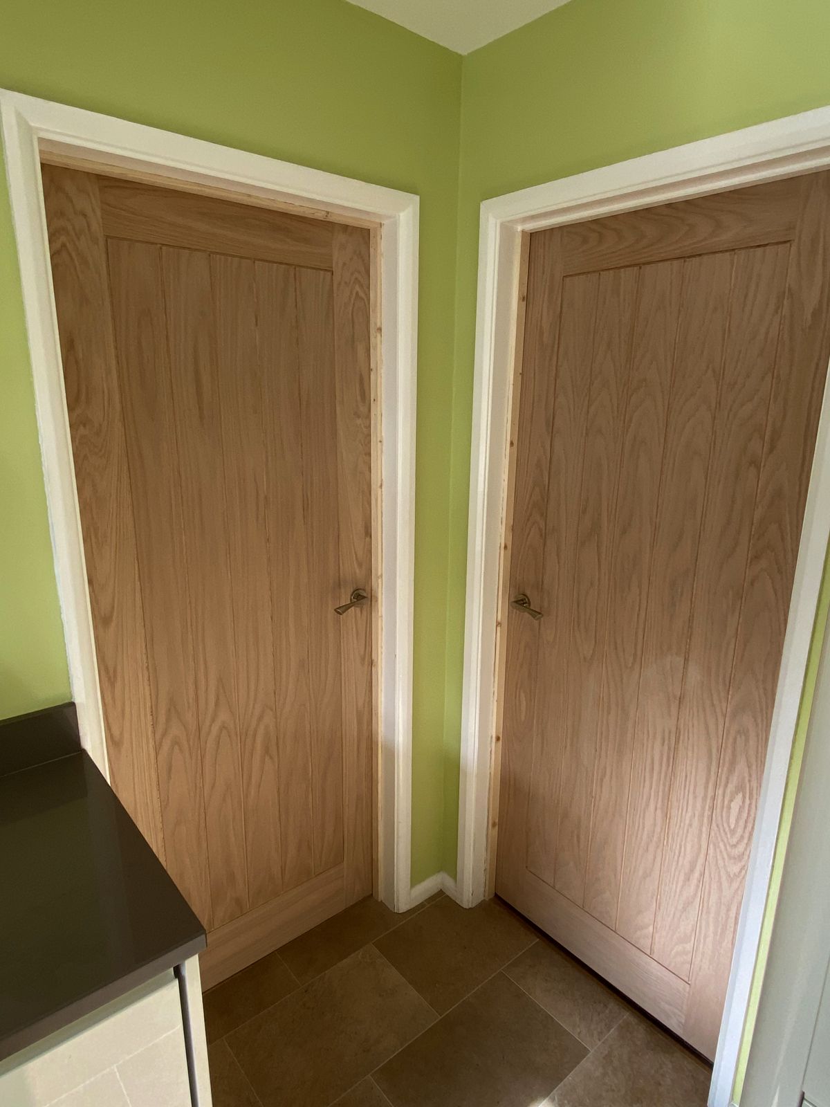 Oak internal doors, hung and finished